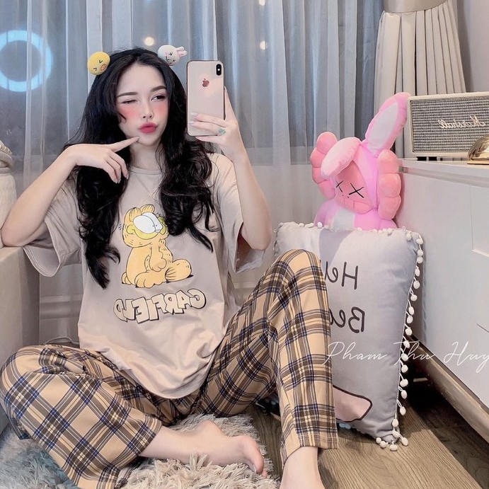 [BỘ PIJAMA] Bộ Mặc Nhà Quần Dài, Bộ Đồ Ngủ Nữ Chất Cotton Hình Dễ Thương