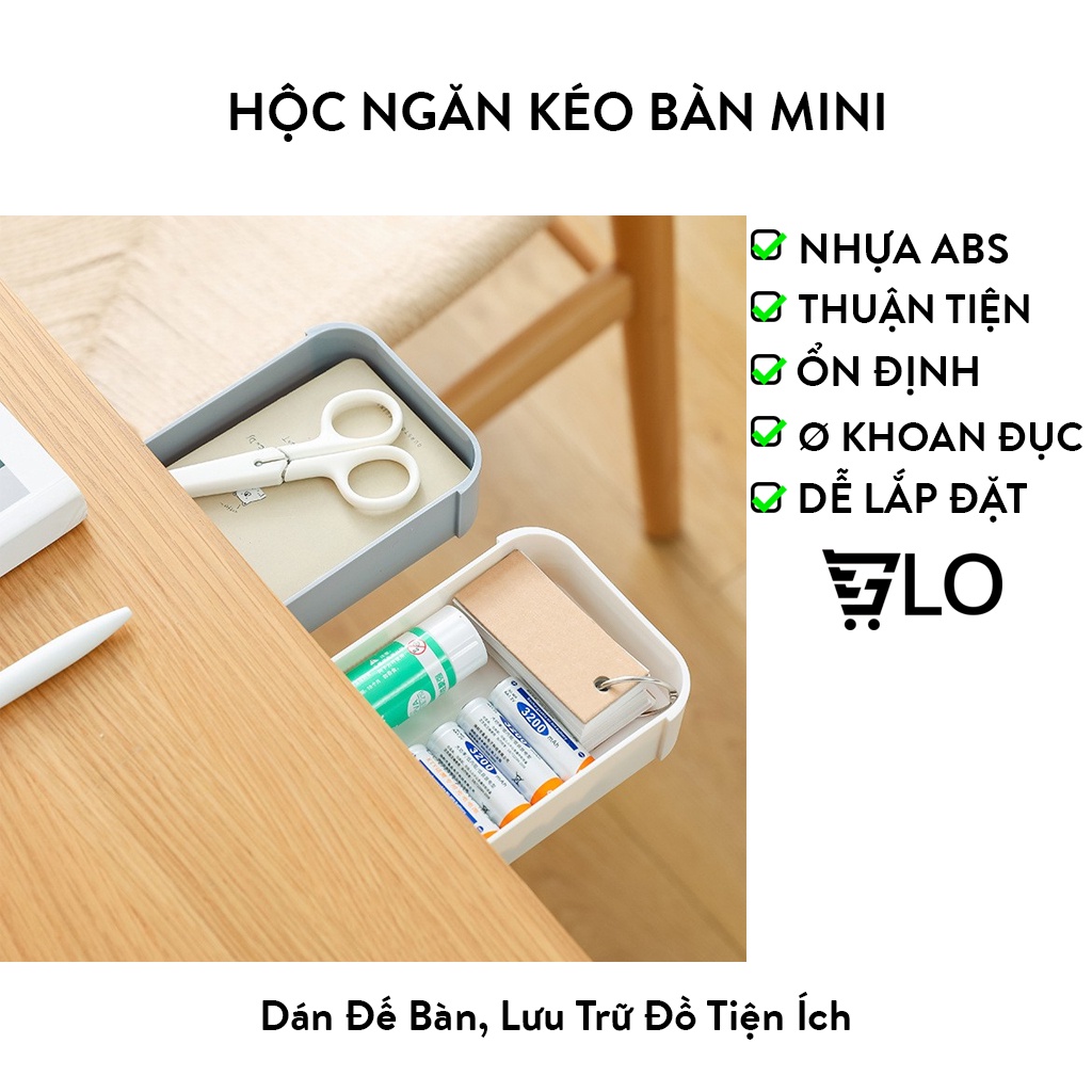 Hộc Ngăn Kéo Bàn Mini Có Keo Dán Để Văn Phòng Phẩm, Lưu Trữ Đồ Tiện Ích
