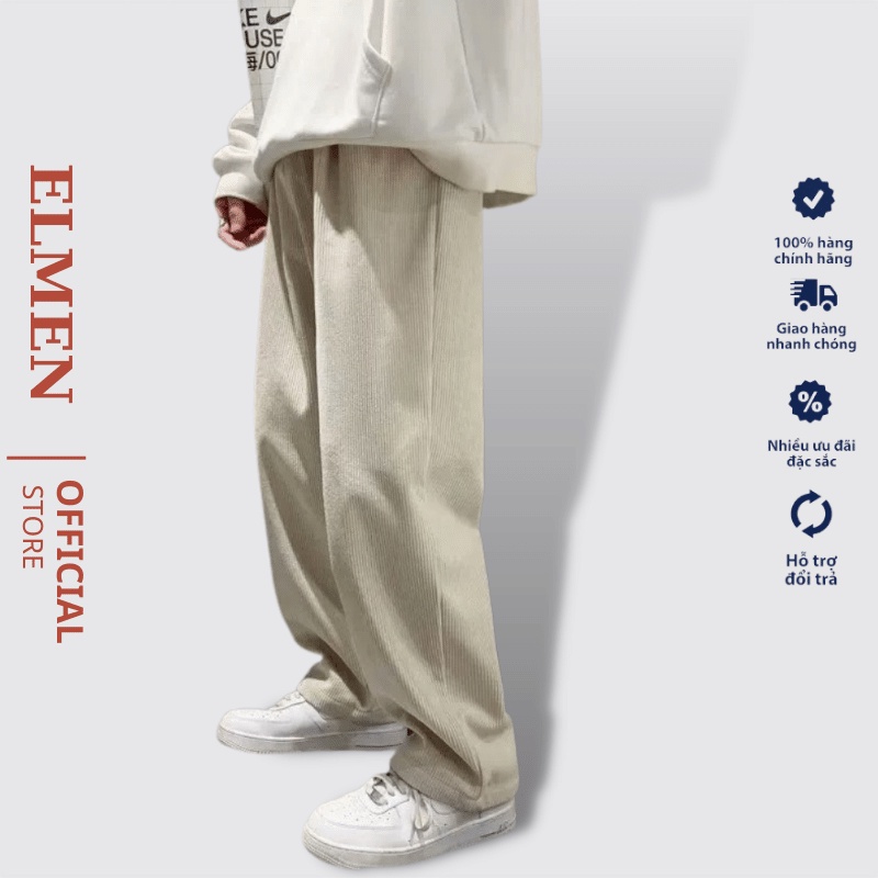 Quần Ống Suông Nam Nữ Ulzzang Nhung Tăm Form Suông Rộng Unisex