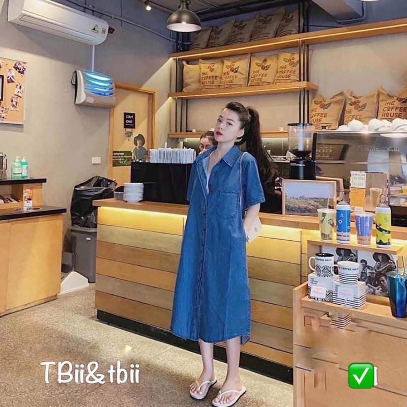 Váy sơ mi bò demin