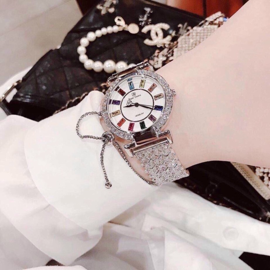 Đồng hồ nữ Royal crown Đính đá siêu đẹp + Full Hộp & Pin
