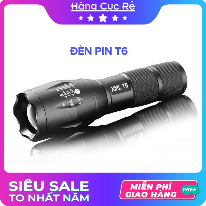 Phụ Kiện thay thế cho Đèn pin siêu sáng T6 Freeship Lẻ pin, bộ sạc, đèn, hộp đựng - Shop Hàng Cực Rẻ