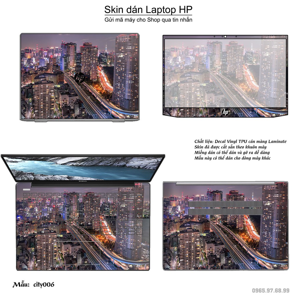 Skin dán Laptop HP in hình thành phố (inbox mã máy cho Shop)