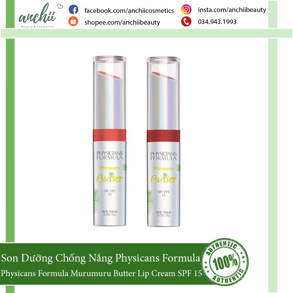 [TOP 1 UY TÍN] Son Dưỡng Chống Nắng Physicians Formula Murumuru Butter Lip Cream SPF 15