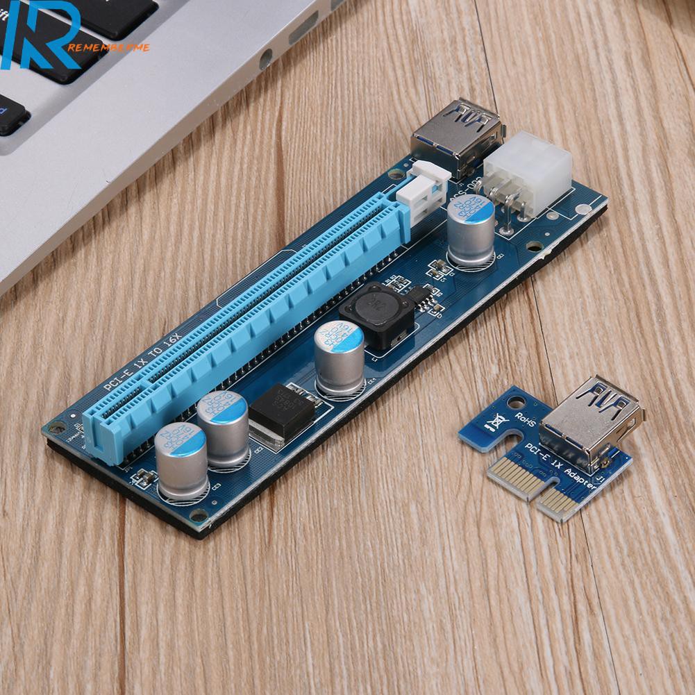 Card Mở Rộng Pcie 1x Sang 16x Kèm Dây Cáp Và Đèn Led 6pin Cho Btc Miner