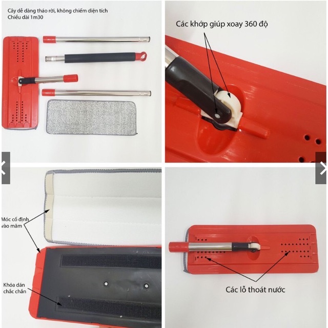 Cây lau nhà tự vắt thông minh Spin Mop xoay 360 độ