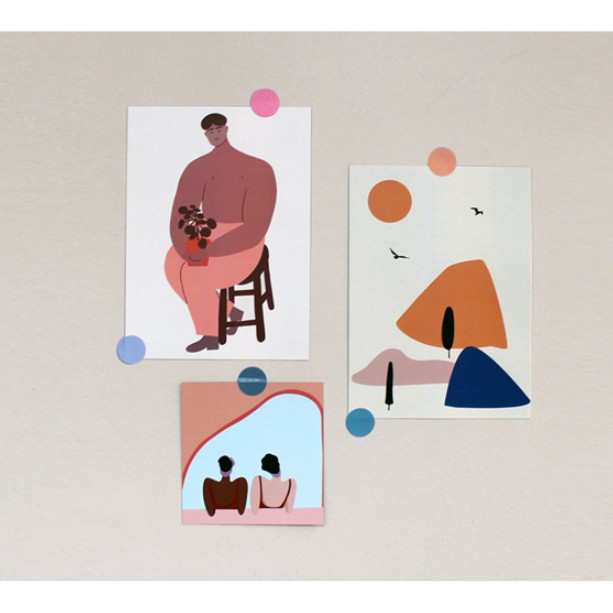 Combo thẻ ảnh + sticker trang trí phòng, tường, bàn học, ảnh trang trí trừu tượng - Carrot Decor | BigBuy360 - bigbuy360.vn