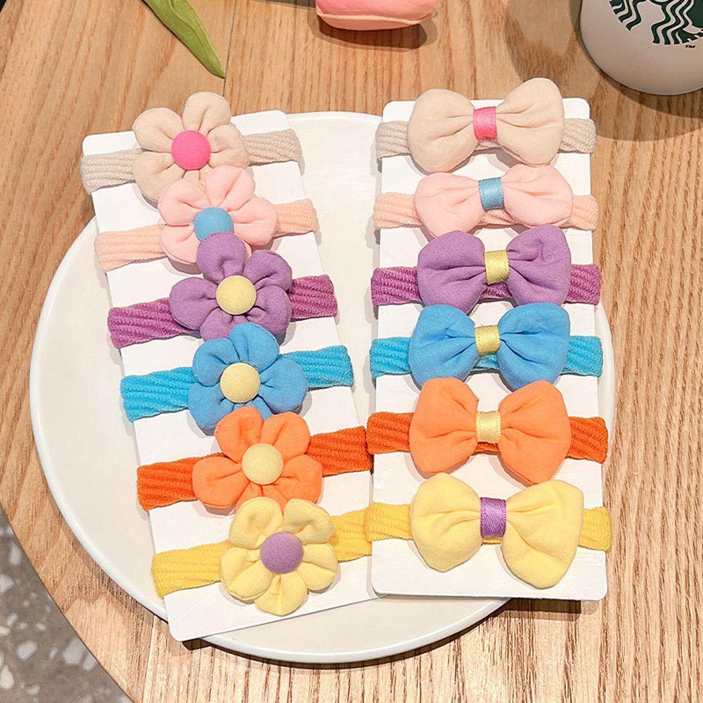 Set 6 Dây Buộc Tóc Đính Nơ Họa Tiết Hoa Dễ Thương Phong Cách Vintage WMES15H