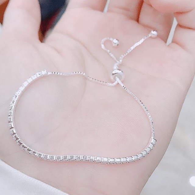 Lắc Tay Bạc Dải Đá Dây Rút Minh Canh Jewelry