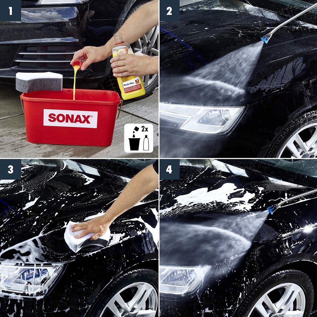 Nước rửa xe + phủ wax bóng sơn 2in1 Sonax Wasch&Wax 1000 ml