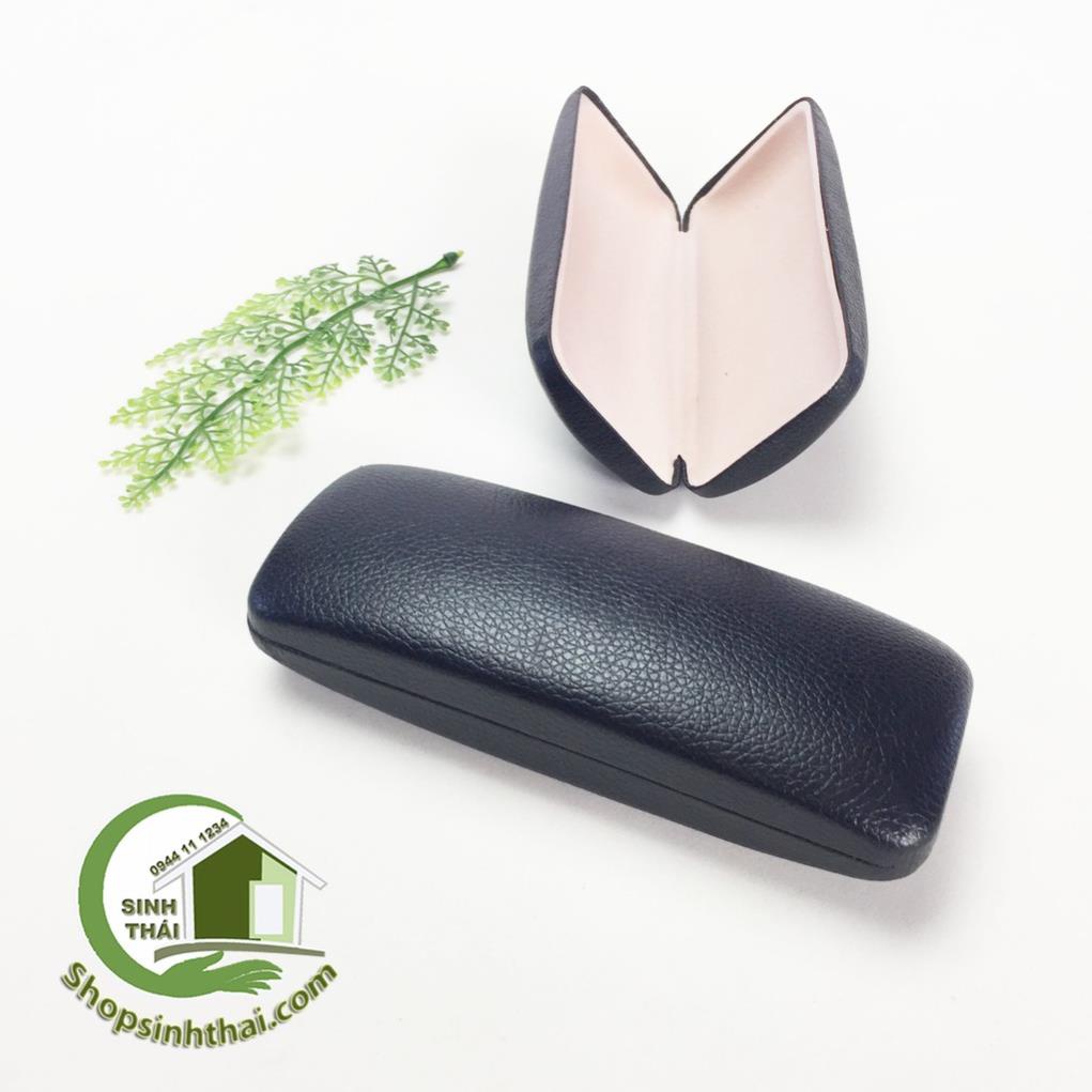 Hộp đựng mắt kính - hộp bọc da cao cấp màu đen, trong lót nỉ mềm mại - 15 x 6 x 3cm