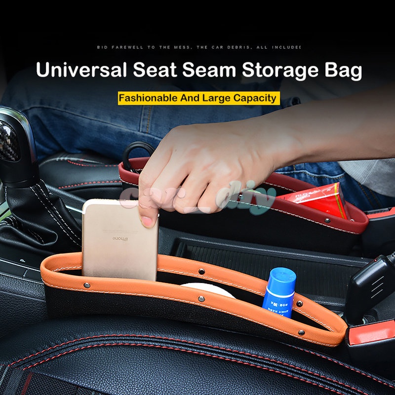 Túi Da PU Đựng Đồ Đa Năng Gắn Khe Hở Ghế Ngồi Xe Hơi