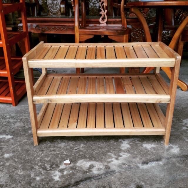 Kệ dép 3 tầng gỗ cao su