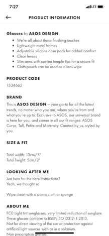 [Có sẵn - Có bill] kính asos săn sale web uk
