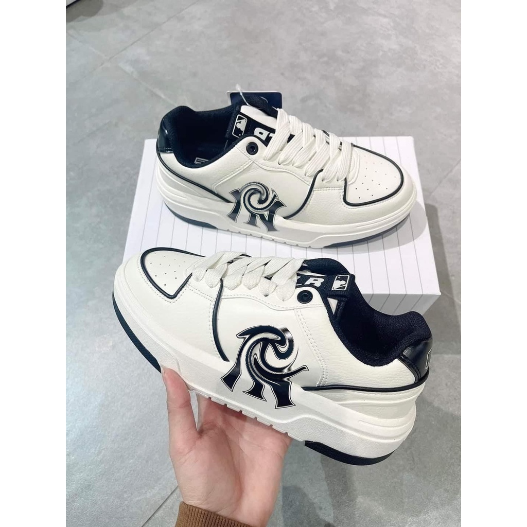 Giày Thể Thao MLB Chunky Liner New York Yankees White black,Giày Sneaker Mlb Trắng đen Tăng Chiều Cao 6cm Full Box Bill