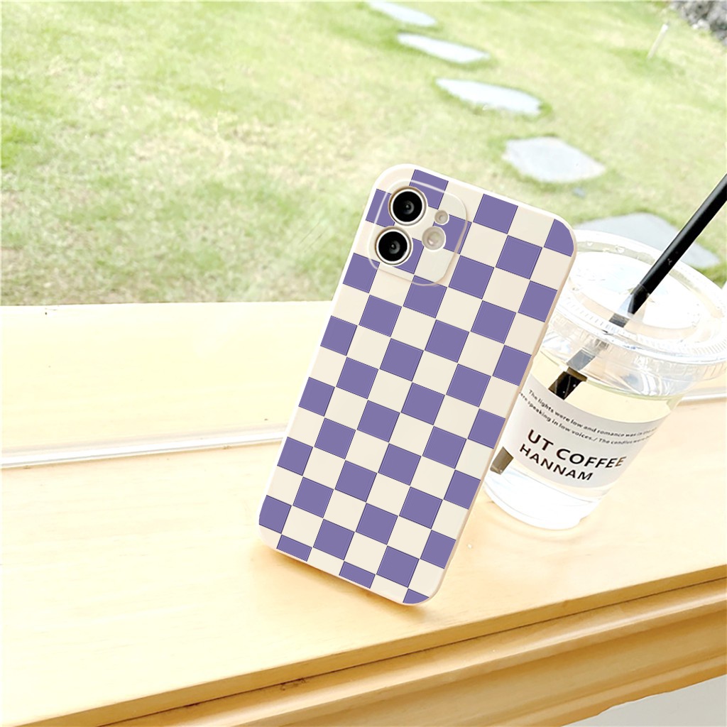 Ốp lưng iphone Caro xanh viền vuông bảo vệ camera cho ip 6splus/7/7plus/8/8plus/x/xr/xs/11/12/pro/max/plus/13prmax e190