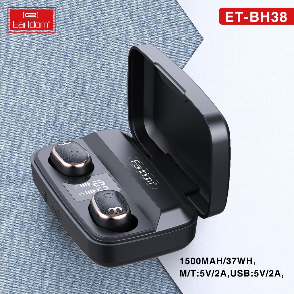 🛑 CHÍNH HÃNG EARLDOM 🛑 Tai Nghe Bluetooth Kèm Sạc Dự Phòng True Wireless Earldom ET- BH38 Chống Nước Cực Tốt | PKTM247VN