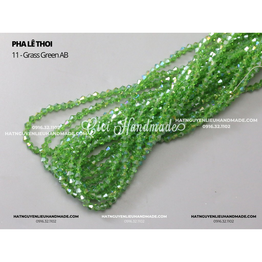 Bó 5 dây Pha lê thoi (xanh) 4mm link 2/2 Cici Handmade chuyên hạt đá hạt pha lê hạt cườm hạt trang sức nguyên liệu DIY