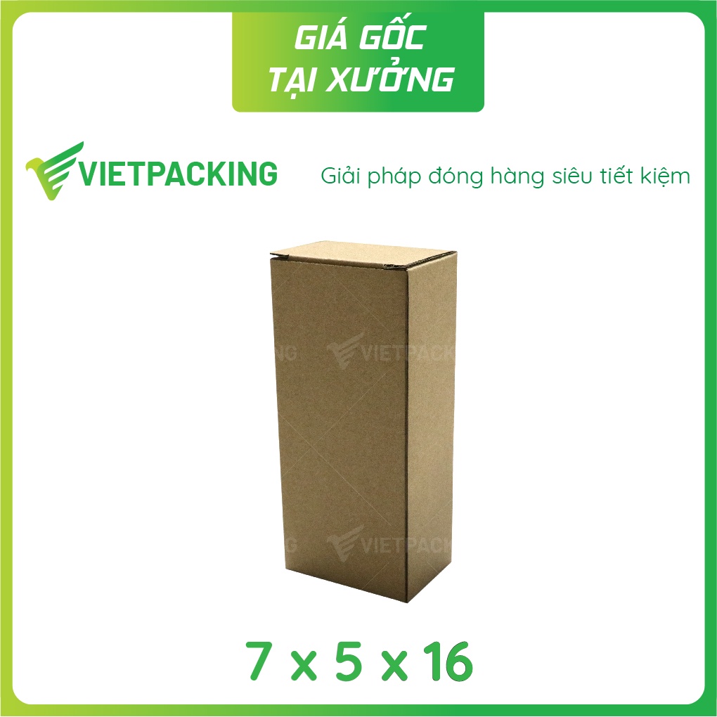 7x5x16 - 50 hộp carton nắp gài 1 đầu dáng đứng đẹp, vuông vức V240