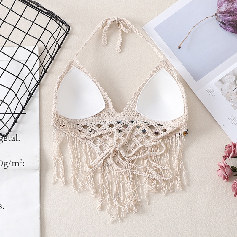 Brroa Áo Ngực Đan Móc Nhiều Màu Sắc Tua Rua Pha Lê Gợi Cảm Cho Nữ