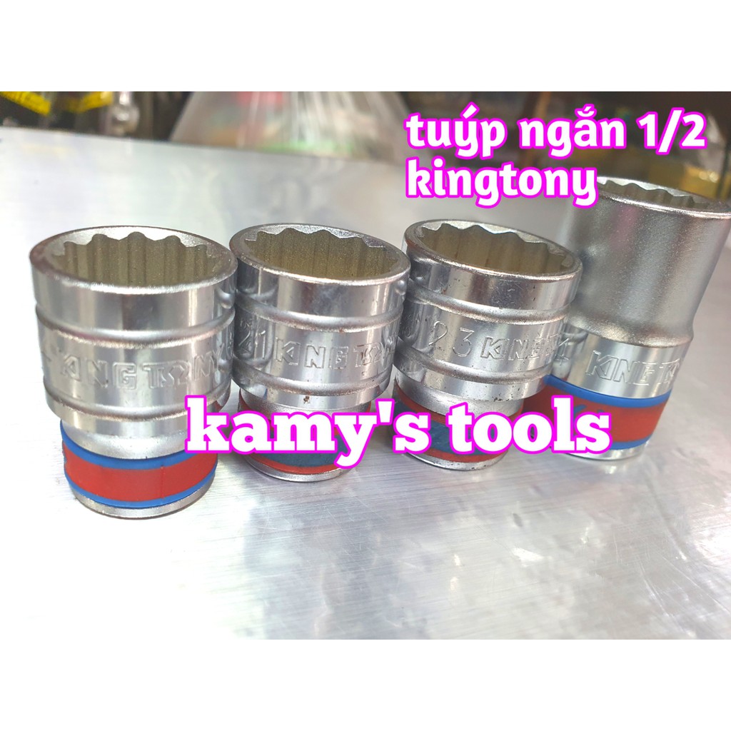 Đầu tuýp đầu khẩu ngắn cần 1/2 Kingtony 8mm-27mm (màu trắng)