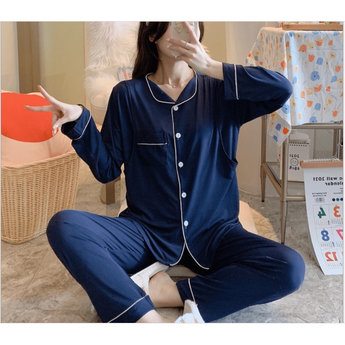 Bộ Bầu COTTON LẠNH SIÊU MÁT Dài Tay Sau Sinh ở cữ cho bé bú-SAQ214