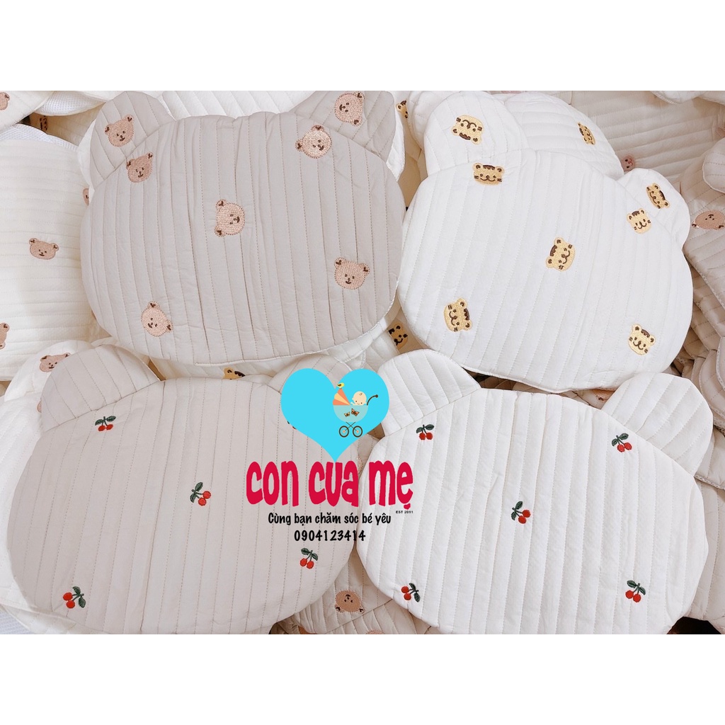 Gối tai gấu tai thỏ đáy lưới thoáng khí sử dụng cả 4 mùa cho bé