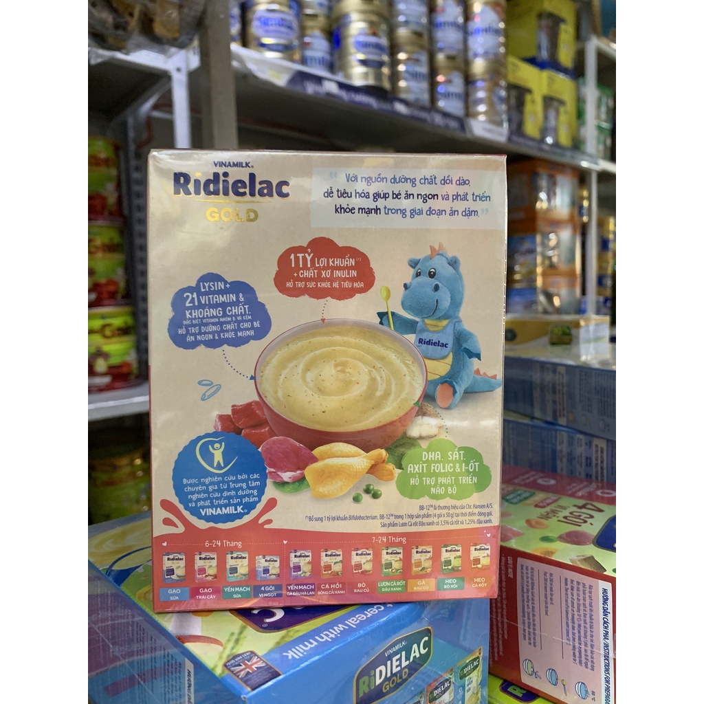 Bột ăn dặm Vinamilk Ridielac Gold 4 vị Mặn/Ngọt Cho Bé - Hộp giấy 200G