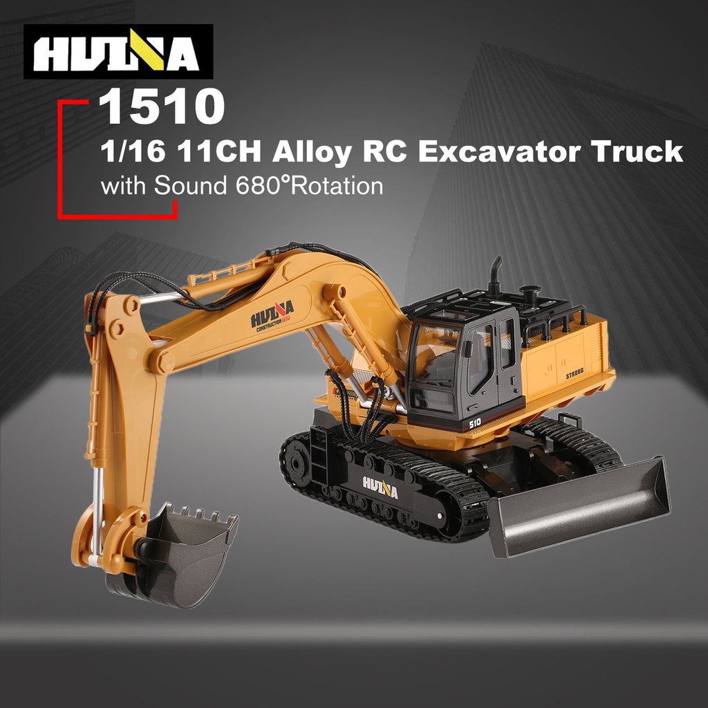 【điều khiển từ xa8/5】HUINA TOYS 1510 2.4G 1/16 11CH Alloy RC Excavator Truck Sound 680° Rotation