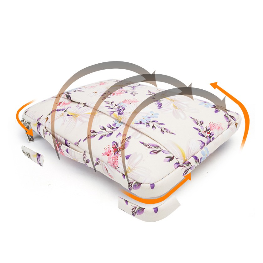 Túi chống sốc bảo vệ laptop 2 ngăn KinMac họa tiết hoa