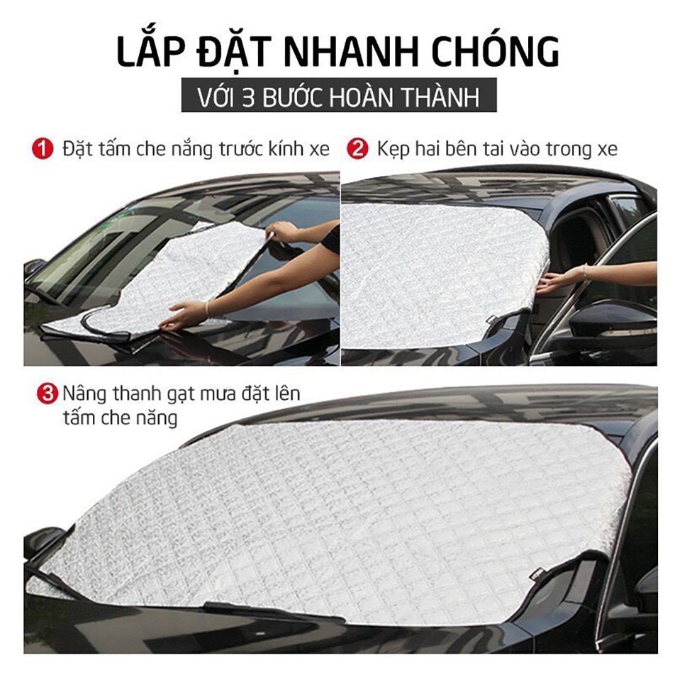 Bạt Phủ Kính Lái Ô Tô 3 Lớp Tráng Bạc Cao Cấp Bạt Phủ Che Nắng Chống Nóng Kính Lái Ô Tô Xe Hơi 4, 5, 7 Chỗ KH23