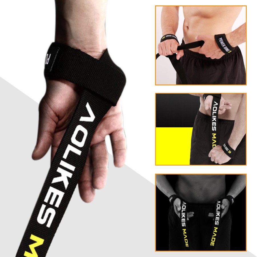 Dây kéo Lưng Lifting Straps hỗ trợ tập thể hình, Dây kéo lưng tập Gym AOLIKES (1 Đôi)