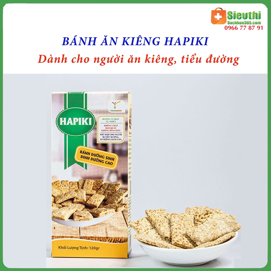 Bánh Không đường Hapiki dinh dưỡng dành cho người tiểu đường, ăn chay, ăn kiêng hộp 120g Siêu Thị Sức Khoẻ 365