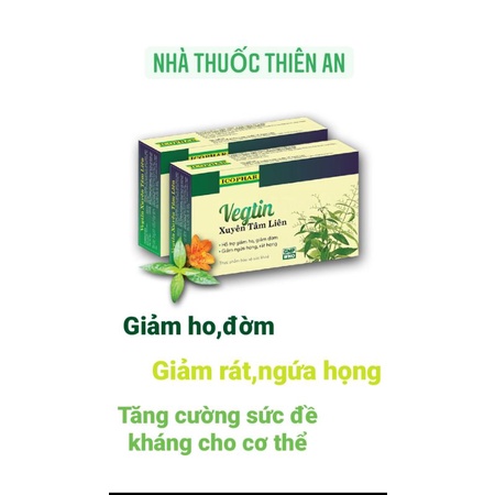 Viên uống Vegtin Xuyên Tâm Liên - hỗ trợ giảm ho,đờm ,giảm ngứa rát họng