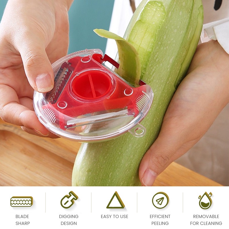 Dụng Cụ Gọt Vỏ Rau Củ Quả 3 Trong 1 Bằng Thép Không Gỉ