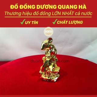 Tượng chuột ti.ền mạ vàng đồ đồng phong thủy trong bộ 12 con giáp chất liệu đồng vàng kích thước 8*7cm