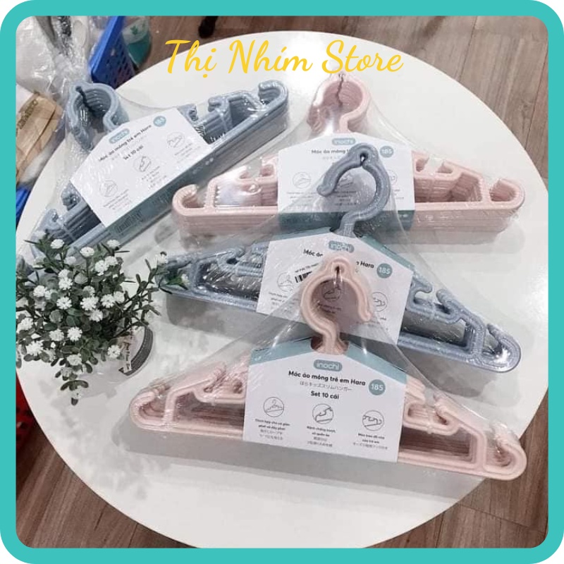 10 Móc Quần Áo Trẻ Em 185 Inochi, THỊ NHÍM STORE, Móc Quần Áo Em Bé Size 29cm
