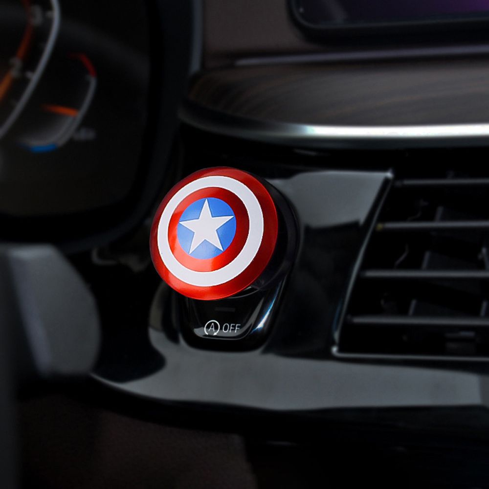 Miếng dán trang trí bảo vệ công tắc khởi động xe hơi hình tròn họa tiết Captain America 3D