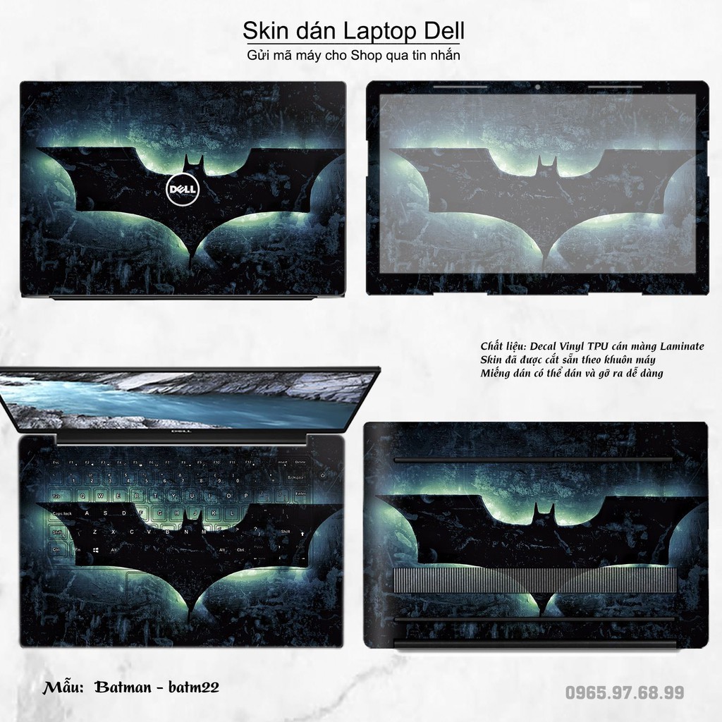 Skin dán Laptop Dell in hình Người dơi (inbox mã máy cho Shop)