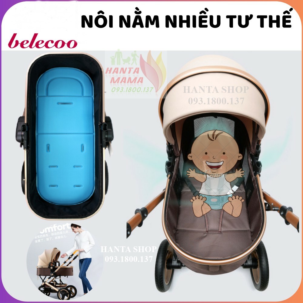 Xe đẩy cho bé BELECOO, xe nôi gấp gọn 2 chiều có mái che cho bé từ sơ sinh-3 tuổi chịu lực 25kg