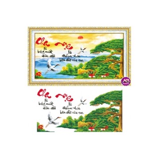 Tranh đính đá cha mẹ : kt 75*45 cm