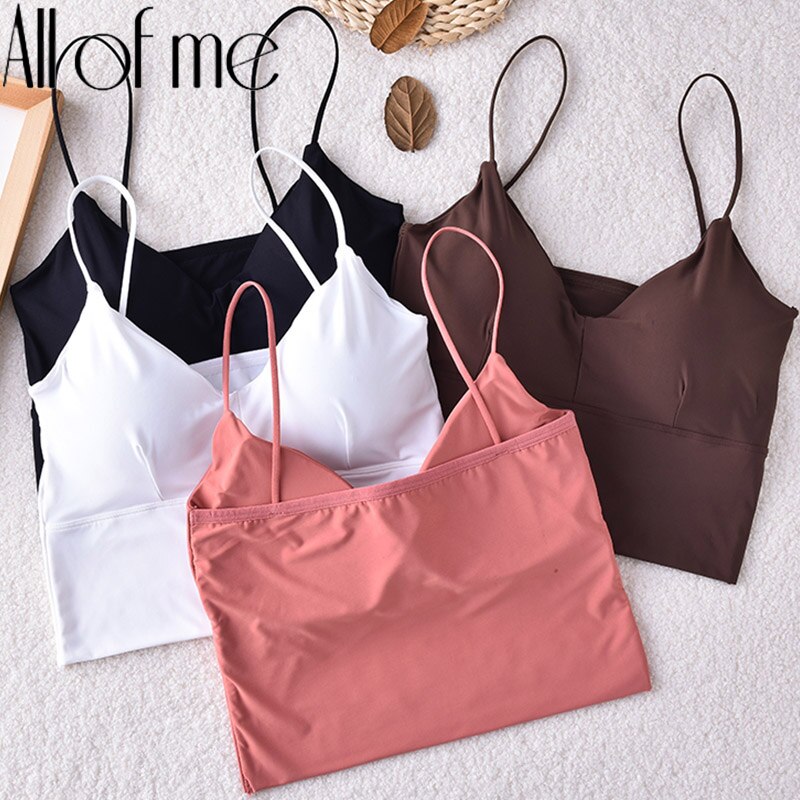 Seamless Tops Women Fashion Tank Top Female Camisole Sexy Tank Tops Streetwear Solid Color Intimate Lingerie with Massage Pad