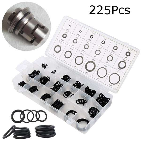 Set 225 Vòng Đệm Cao Su Đen 18 Kích Cỡ Cho Xe Hơi