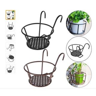 Giỏ treo hoa ban công, D22xC18cm, nhiều màu, khung sắt chắc chắn sơn tĩnh điện, hợp với mọi lan can - Bách Hóa Online