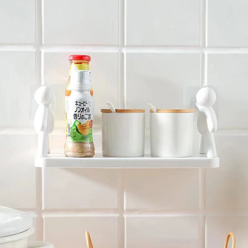 Kệ Để Đồ Dán Tường Hình Người Sáng Tạo Đa Chức Năng Có Móc Treo Đựng Mỹ Phẩm, Gia Vị Nhà Bếp