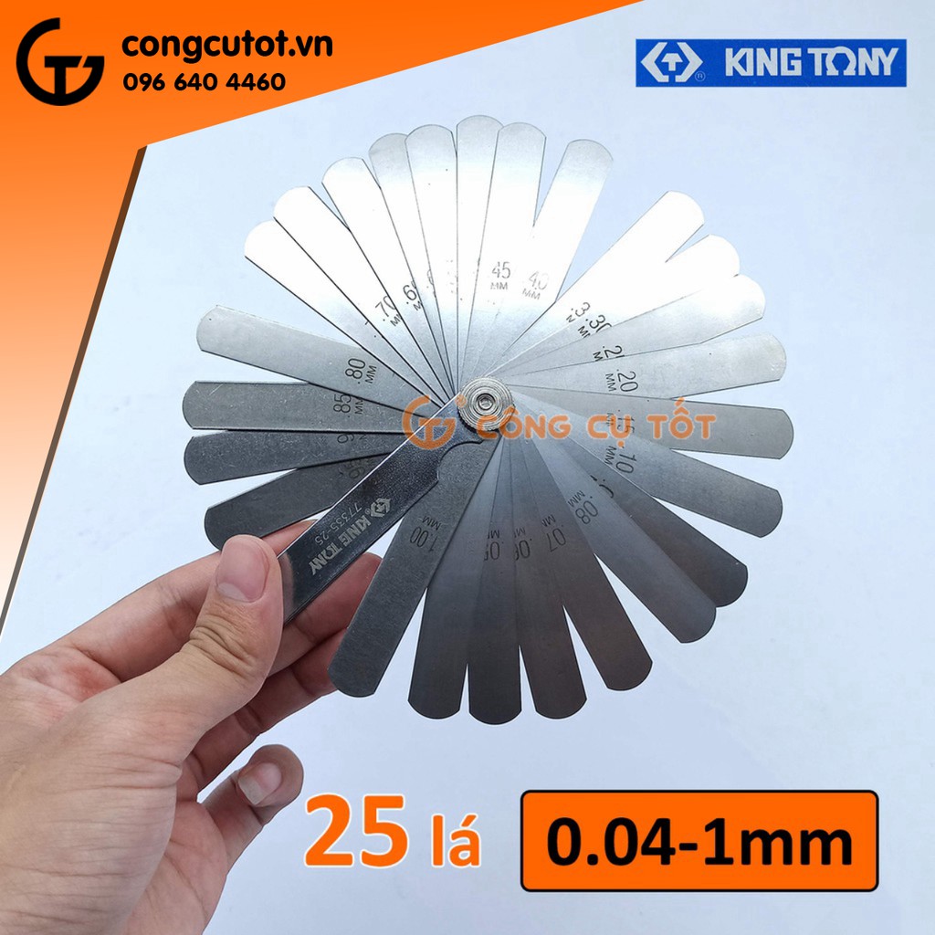 Thước đo khe hở 25 lá hệ mét 0.04-1mm Kingtony 77335-25