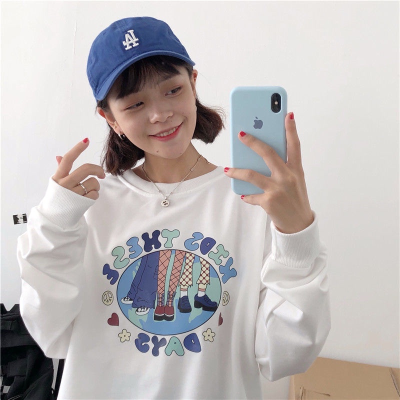 Áo Sweater Cổ Tròn Dáng Rộng In Họa Tiết Phong Cách Hàn Quốc Thời Trang Mùa Thu Mới 2021 | BigBuy360 - bigbuy360.vn