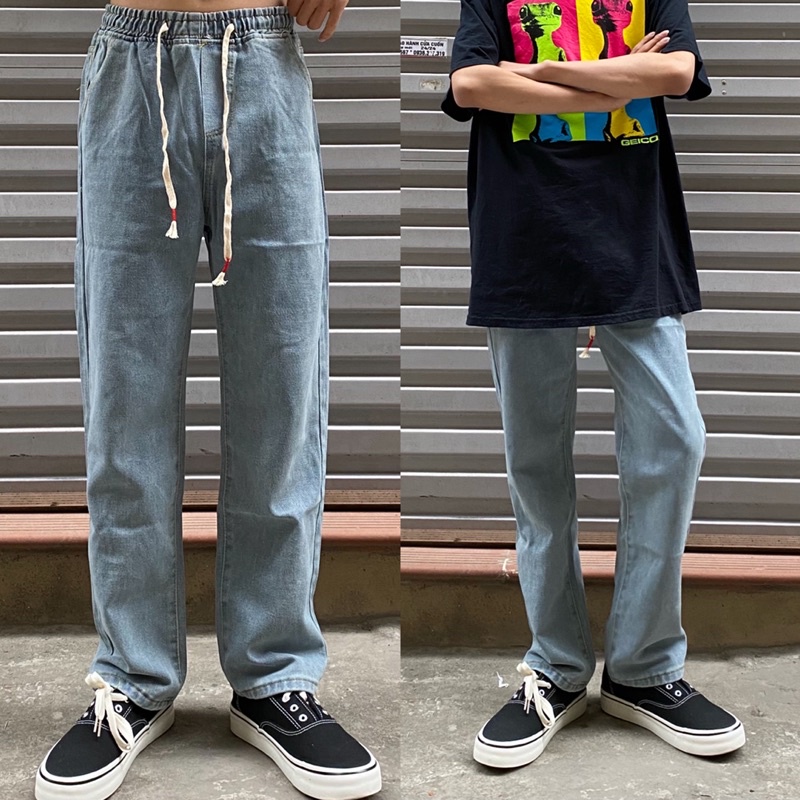 NEW - QUẦN JEANS ỐNG SUÔNG CẠP CHUN SIÊU ĐẸP, DỄ MẶC