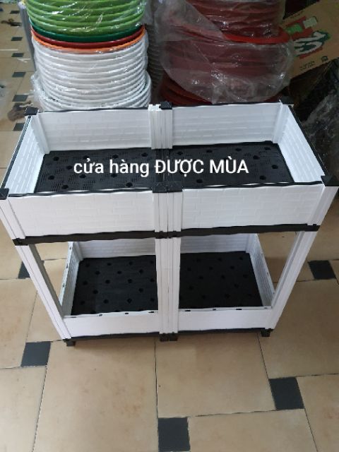 Chậu lắp ghép trồng rau thông minh 2 tầng D80xR40xC78cm