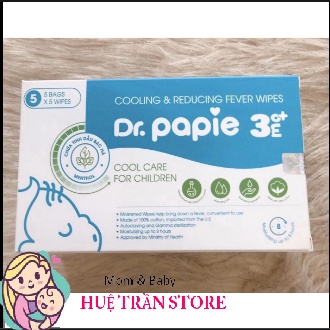 Khăn Lau Hạ Sốt Dr Papie Cho Bé, Hạ Nhiệt Giảm Sốt  (Hộp 25 miếng)